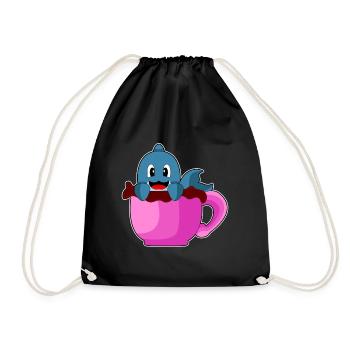 Dolphin Coffee Mug - Drawstring Bag - black - Front