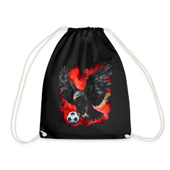 Eagle Football Colorful Albania Animal Design Print - Drawstring Bag - black - Front