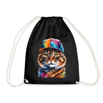 Casquette Snapback Coloré Imprimé Motif D’animal Drôle - Sac de sport léger - noir - Devant