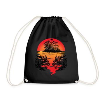Dragon Mer du Sud Île Fantaisie Coucher de soleil Mer - Sac de sport léger - noir - Devant