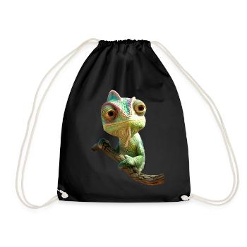 Chameleon, Lizard, Reptile, Iguana, Lizard, Chameleons - Drawstring Bag - black - Front