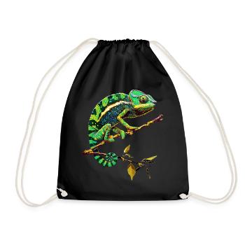 Chameleon, Lizard, Reptile, Iguana, Lizard, Chameleons - Drawstring Bag - black - Front