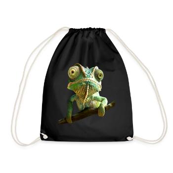 Chameleon, Lizard, Reptile, Iguana, Lizard, Chameleons - Drawstring Bag - black - Front