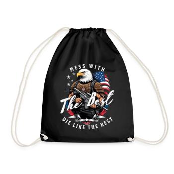 Mess With Best Funny Freedom Design July 4 - Drawstring Bag - black - Front