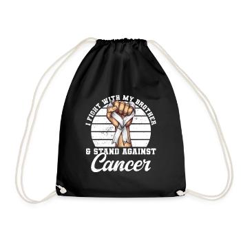Lung Cancer Awareness Month White Ribbon - Drawstring Bag - black - Front