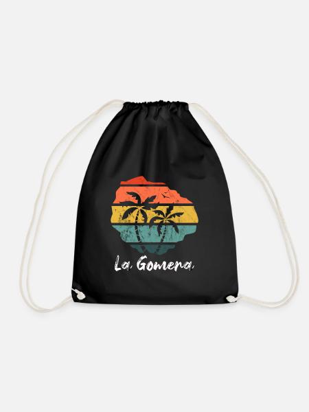 La Gomera Umriss Karte Kanaren retro vintage - Turnbeutel - Schwarz