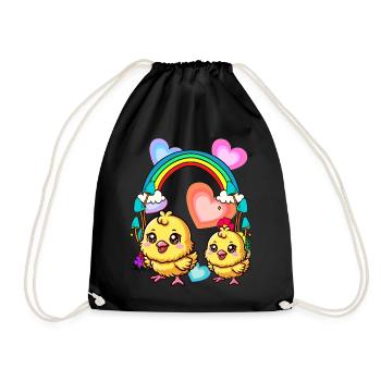Rainbow Chickens Chick Chicken Heart Spring Child - Sac de sport léger - noir - Devant