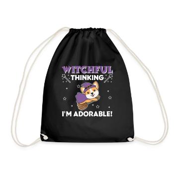 Corgi Halloween Witch Witches I'm Adorable - Drawstring Bag - black - Front