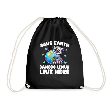 Sauver la Terre Les lémuriens bambous vivent ici Jour de la Terre - Sac de sport léger - noir - Devant