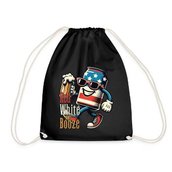 Red White Booze Retro Vintage Design - Drawstring Bag - black - Front