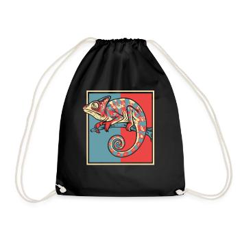 Portrait caméléon panthère voilée Chamaeleonidae - Sac de sport léger - noir - Devant