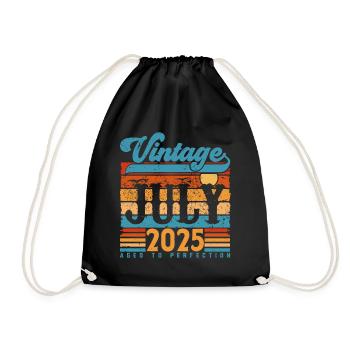 July 2025, July 2025 Birthday Gift. - Drawstring Bag - black - Front