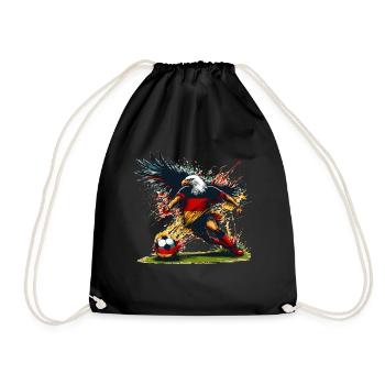 Deutscher Adler & Fußball Design in Schwarz, Rot und Gold - Turnbeutel - Schwarz - Vorne