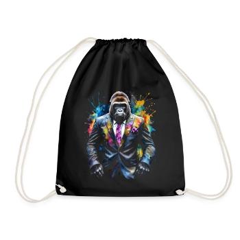Gorilla Anzug Affe Bunt Tier Design Print - Turnbeutel - Schwarz - Vorne