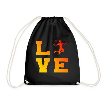 Badminton Squash Badminton Badminton Player - Drawstring Bag - black - Front
