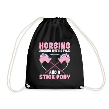 Horsing Around with Style - Hobby Horse - Drawstring Bag - black - Front