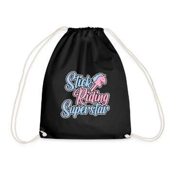 Stick Riding Superstar - Hobby Horse Steckenpferd - Drawstring Bag - black - Front