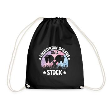 Equestrian Dreams on a Stick - Hobby Horse - Turnbeutel - Schwarz - Vorne