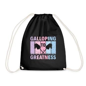 Galloping To Greatness - Hobby Horse Steckenpferd - Drawstring Bag - black - Front