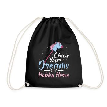 Chase your Dreams - Hobby Horse Steckenpferd - Turnbeutel - Schwarz - Vorne