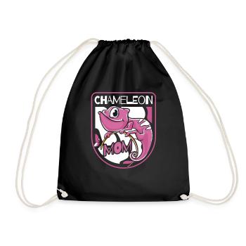 Chameleon Mom Panther Veiled Chamaeleonidae Lover - Drawstring Bag - black - Front