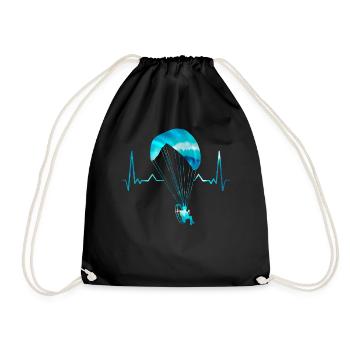Paramtoring Paramotor Pilot Paragliding Heartbeat - Drawstring Bag - black - Front