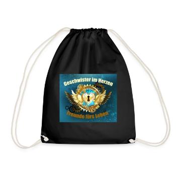 Brothers in the heart with wings and heart lock - Drawstring Bag - black - Front