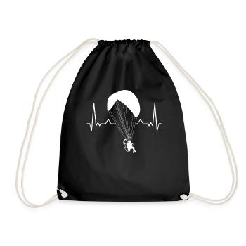 Paramtoring Paramotor Pilot Paragliding Heartbeat - Drawstring Bag - black - Front