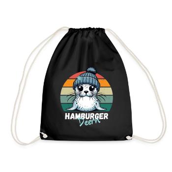 Hambourg sceau sceau hamburger Deern drôle rétro - Sac de sport léger - noir - Devant