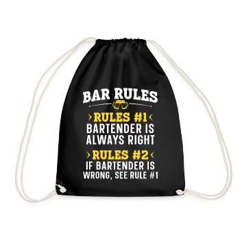 Bartender Mixologist Bar Rules - Drawstring Bag - black - Front