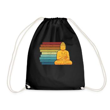 Retro Buddhist Statue Symbol Priest Buddhism - Drawstring Bag - black - Front
