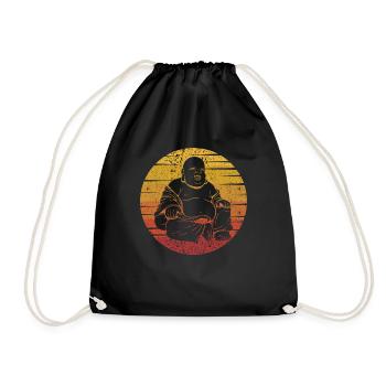 Retro Buddhist Symbol Statue Priest Buddhism - Drawstring Bag - black - Front