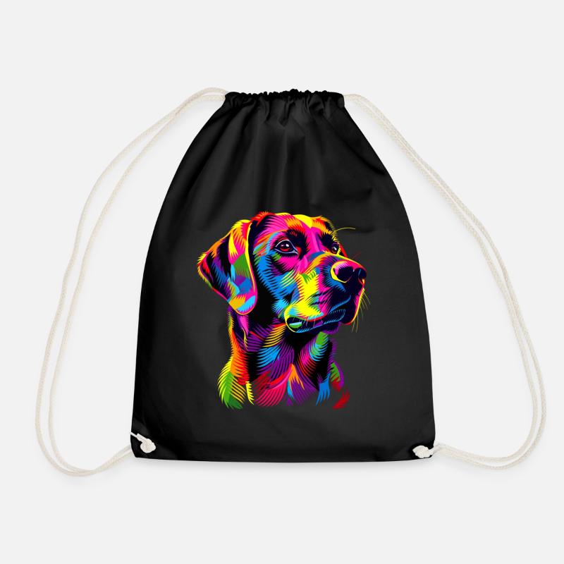 Labrador Retriever Bunte Farben Pop Art Hunde - Turnbeutel - Schwarz