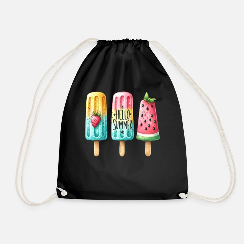 Hello Summer. Fröhliches Eis am Stiel Design, Eis, - Turnbeutel - Schwarz