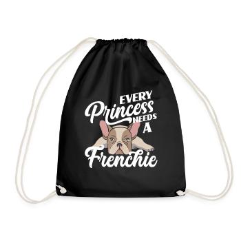 Princesse Fille, Bouledogue Français - Sac de sport léger - noir - Devant