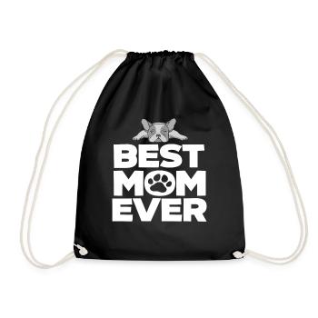Best Mom French Bulldog - Drawstring Bag - black - Front