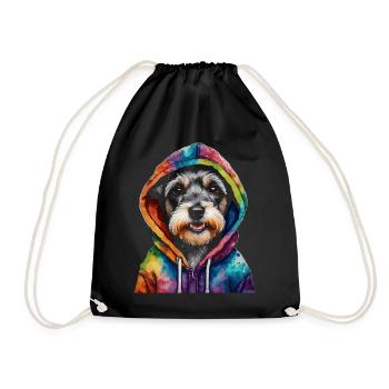 Zwergschnauzer Hoodie Hund Lustig Tier Print - Turnbeutel - Schwarz - Vorne