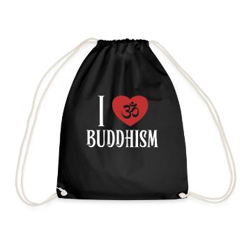 Ich liebe Buddhismus Buddhistisches Symbol Statue Priester - Turnbeutel - Schwarz - Vorne