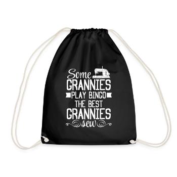 Some grannies play bingo the best grannies sew - S - Turnbeutel - Schwarz - Vorne