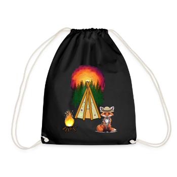 Teepee Campfire Wild West Fox Woodland Western - Drawstring Bag - black - Front