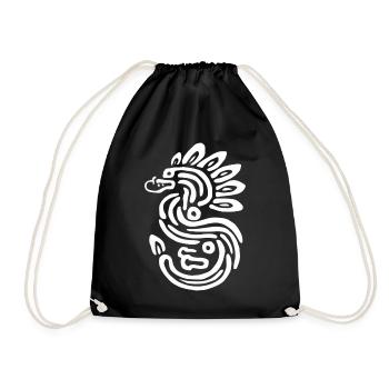 Aztec God Ancient Mythology Quetzalcoatl - Drawstring Bag - black - Front