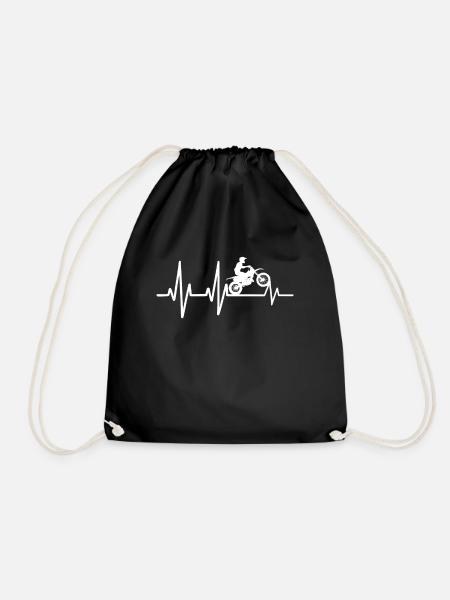 Heartbeat Design mit Motocross - Turnbeutel - Schwarz
