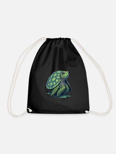 Rette die Schildkröte, rette die Natur, rette die Welt - Turnbeutel - Schwarz