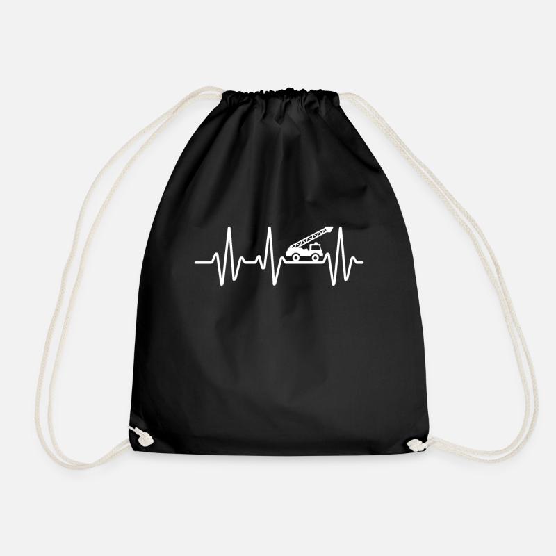 Heartbeat Design mit Feuerwehrauto - Turnbeutel - Schwarz