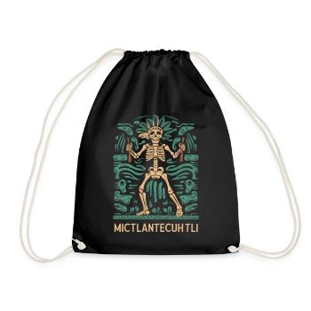Aztec God Ancient Mythology Mictlantecuhtli - Drawstring Bag - black - Front