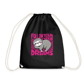 Follow your dreams offizielles Schlafshirt - Turnbeutel - Schwarz - Vorne