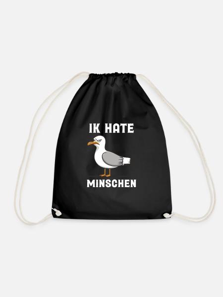 Ich Hasse Menschen Norddeutsch - Turnbeutel - Schwarz