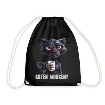 Guten Morgen dünnes Eis schwarze Katze - Turnbeutel - Schwarz - Vorne