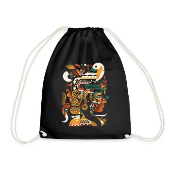 Mayan God Mayan Mythology Itzamna Artwork - Drawstring Bag - black - Front