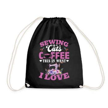 Sewing Cats Coffee This Is What I Love - Sewing Se - Drawstring Bag - black - Front